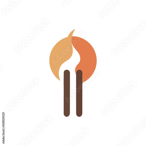 Abstract illustration of a flame and circle design symbolizing warmth and energy