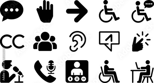 Communication and accessibility icons set vector illustration graphic design