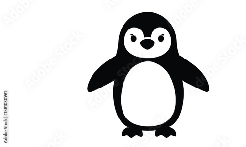 "Minimalist Penguin Vector – Front-Facing Outline with Clean White Design"