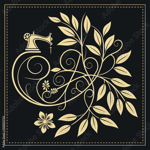 Elegant fine gold floral swirls design featuring trailing leaves and decorative elements in a graceful composition.