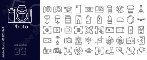 Photo Line Editable Icons set. Vector illustration in modern thin line style of photo icons: photo,image,photograph,picture, etc