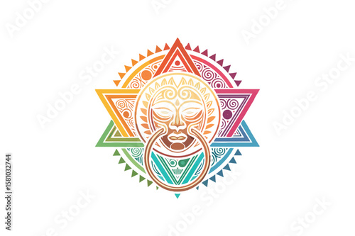 Nose ring colorful logo vector on white background.01
