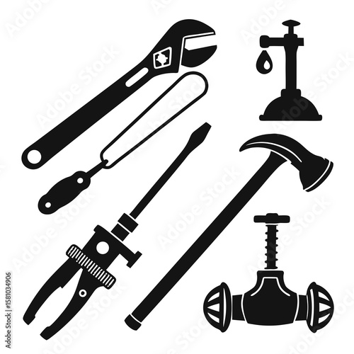 Adjustable wrench pipe cutter screwdriver hammer valve