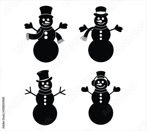 Simple Holiday Snowman Silhouettes