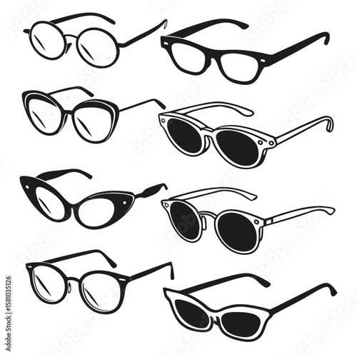 Foto Assorted eyewear styles black white sunglasses eyeglasses