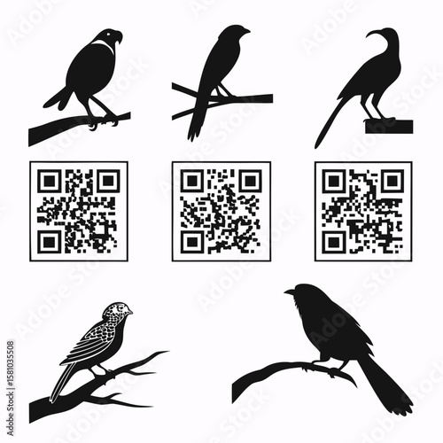 Birds and Q R Codes QR codes silhouettes