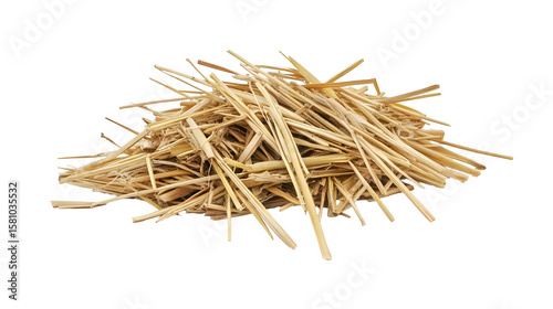 A pile of dried straw isolated on black background