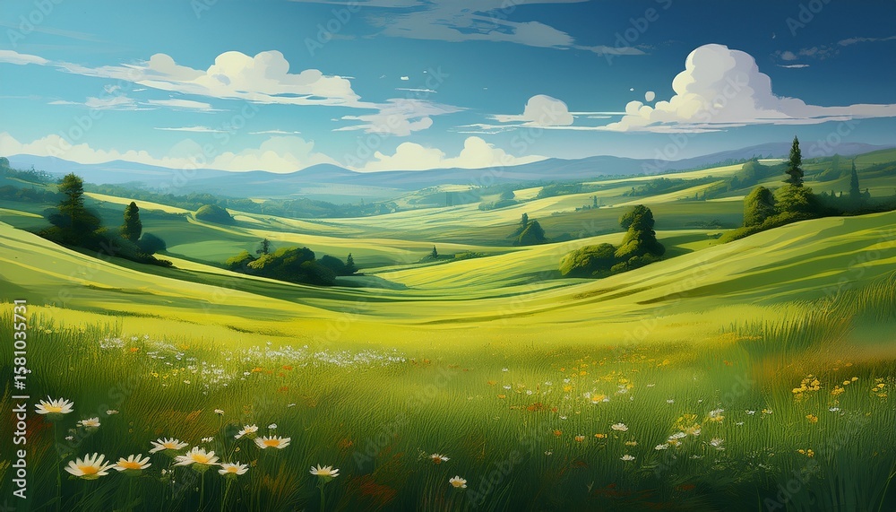 Obraz premium panorama of green madows