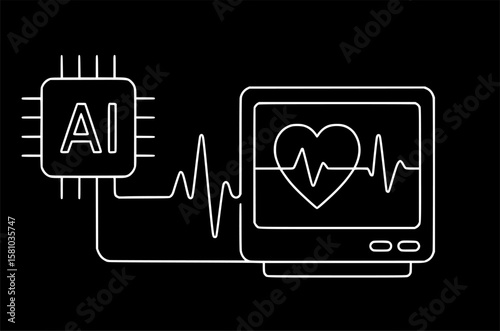 AI chip, vector illustration of artificial intelligence processor