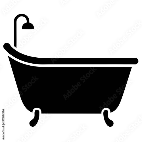 Vector illustration of a bathtub with bubbles and soap in a bathroom setting