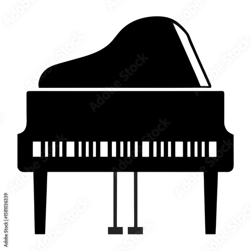 Grand piano keys with music notes vector illustration