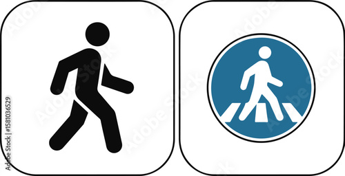 Promoting pedestrian safety with clear person and walk signs to ensure safe urban navigation.