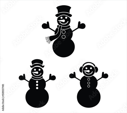 Snowman Silhouette Vector Collection