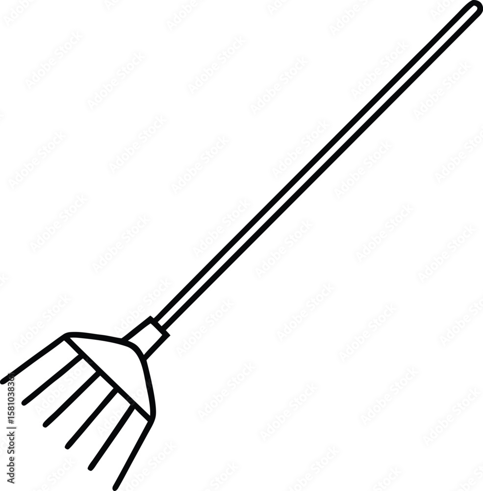 Naklejka premium rake icon line art vector illustration on transparent background 