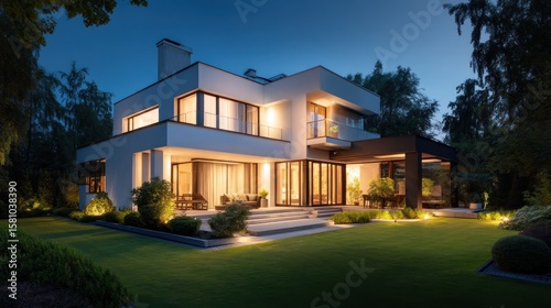 Wallpaper Mural Modern Luxury House at Dusk Torontodigital.ca