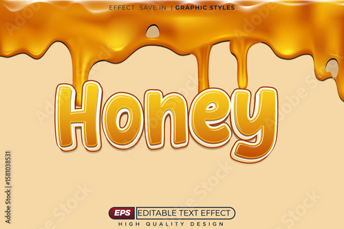Editable 3d vector text effect honey template design