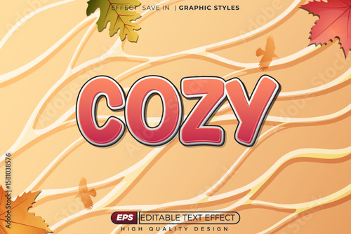 Editable 3d autumn text effect cozy for seasonal design