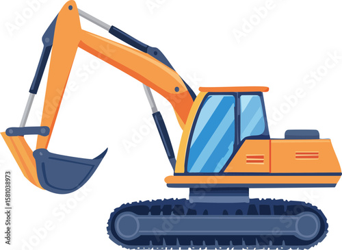 excavator on a white
