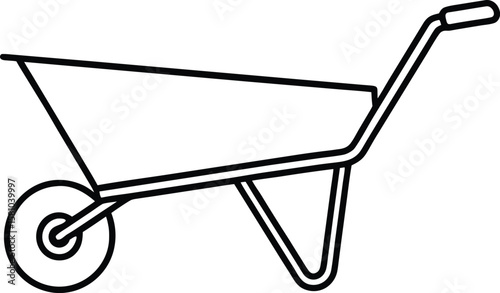 wheelbarrow icon line art vector illustration on transparent background	
