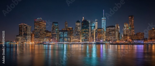 Night Lights of Manhattan Skyline, New York City