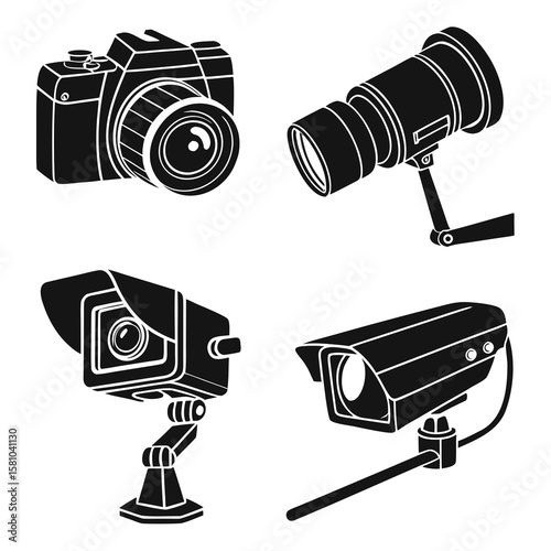 Camera and surveillance equipment icons security technology
