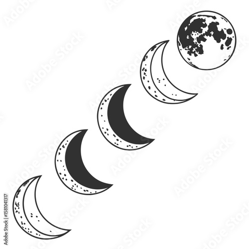Celestial bodies crescent and full moon phases crescent moon