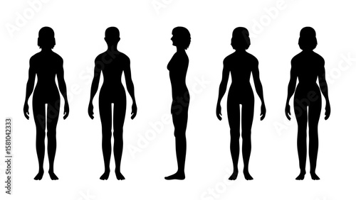 Realistic Human Silhouettes PNG with Natural Posture Transparent Background