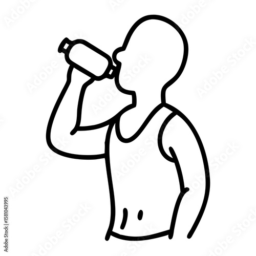 Athlete drinking from a water bottle during workout session  