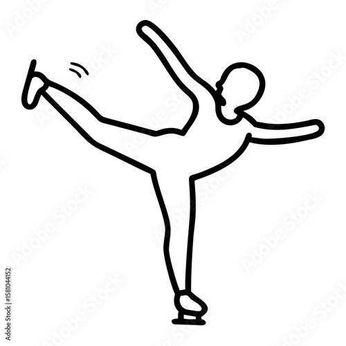 Ice skater performing a spin in dynamic pose on ice rink  