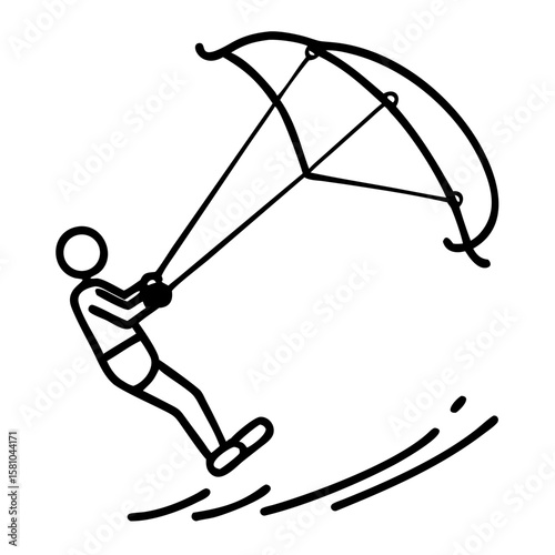 Kiteboarder jumping with kite on water during sunny day - Concept of Athletes  