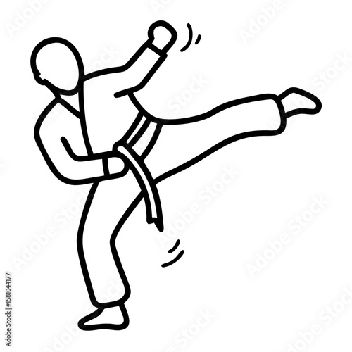 Karate fighter striking midair during training session Concept of Athletes  
