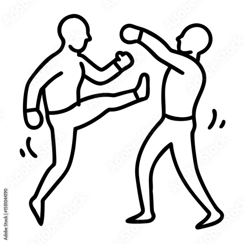 MMA fighter executing a kick against opponent in combat setting  