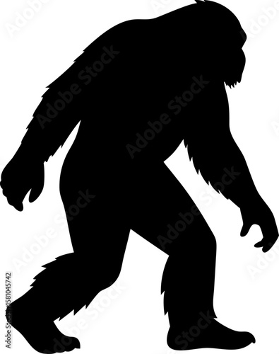 Detailed Black and White Silhouette of a Large Shark Vector Illustration