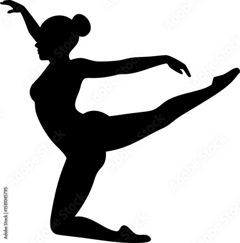 Female Gymnast on Balance Beam Performing Athletic Routine in Vector Design