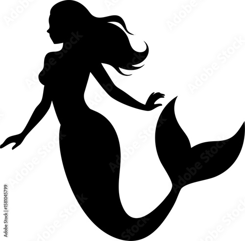Beautiful Detailed Mermaid Digital Art Fantasy Illustration in Vector Format