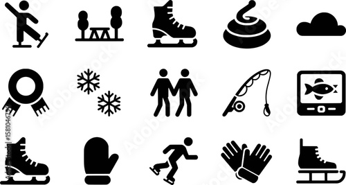 Winter sports and activities collection graphic design set vector