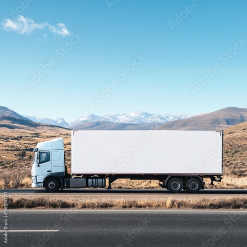 large white truck directly side on profile view in a south african