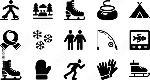 Winter sports and outdoor activities icons set vector