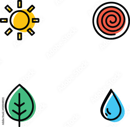 Renewable Energy Symbols Colorful Flat Icons
