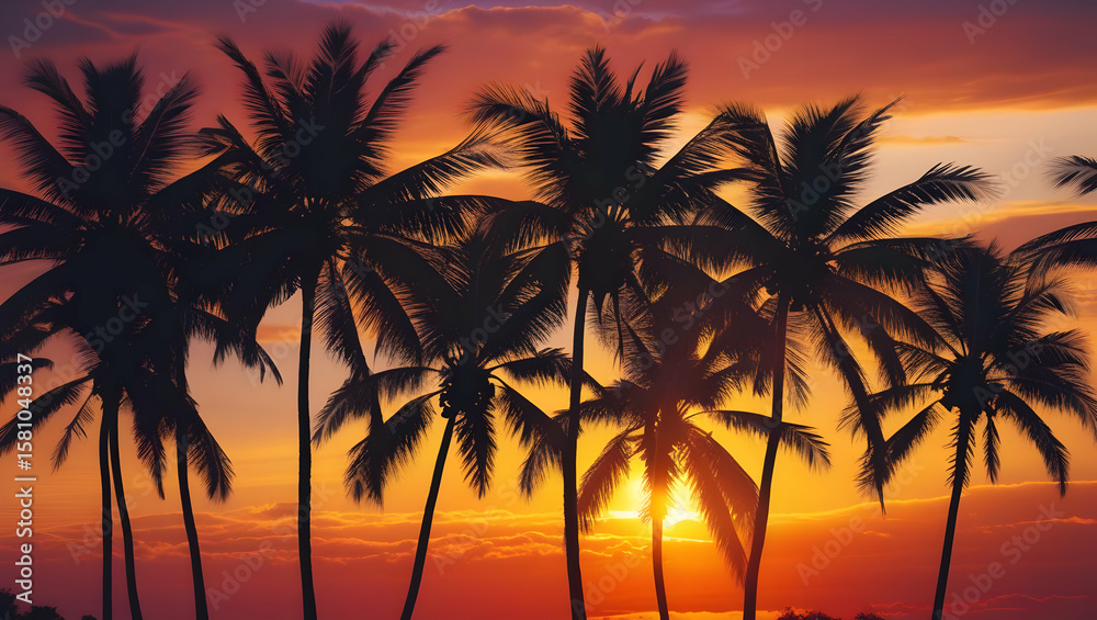 Obraz premium palm trees at sunset