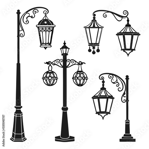Ornate street lamps and lanterns street lights vintage