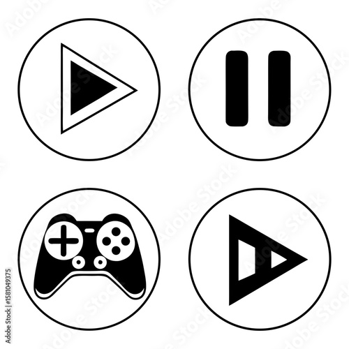 Play pause stop and game controller icons play icon