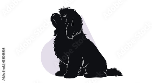 Adorable Black Dog Silhouette Sitting Proudly with Floppy Ears and a Curious Gaze