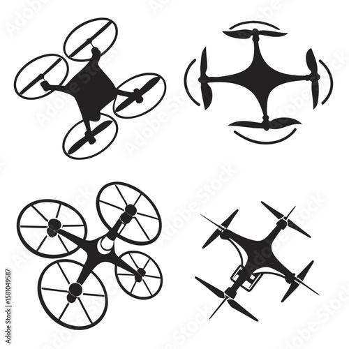 Quadcopter Drone Silhouettes aerial aircraft