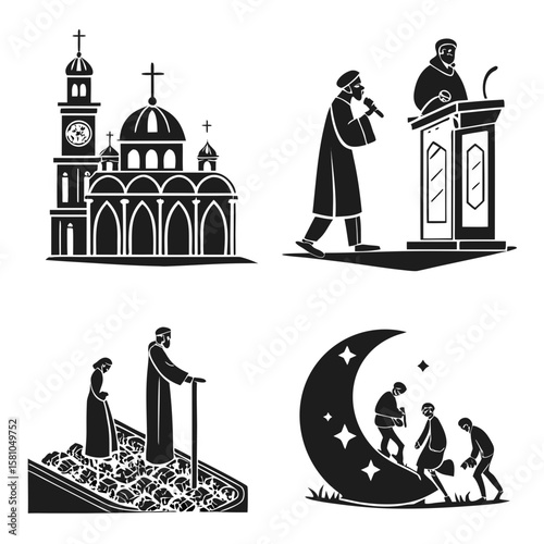 Religious gathering sermon church moon religion people