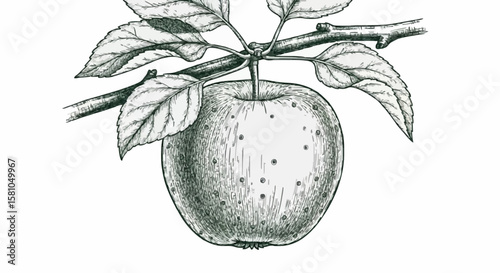 apple porcelain decoration design (dark green)
