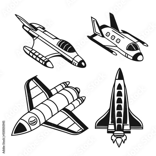 Sci fi spaceship silhouettes rocket spacecraft