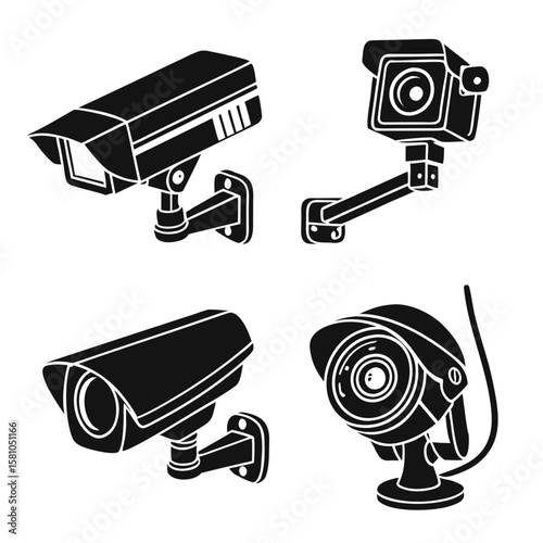 Surveillance camera icons security cctv