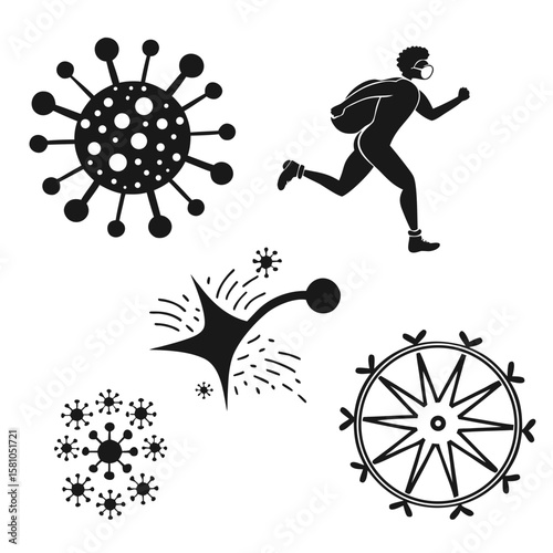 Virus outbreak running person mask coronavirus pandemic