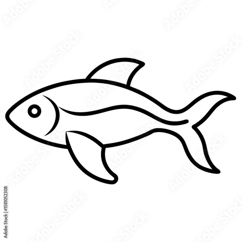 Fish line drawing icon representing marine life
